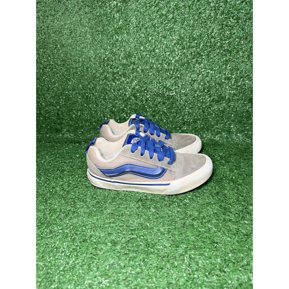 Vans Knu Skool Boys Size 2.5Y Grey Blue Casual Walking Shoes Skate Sneakers
